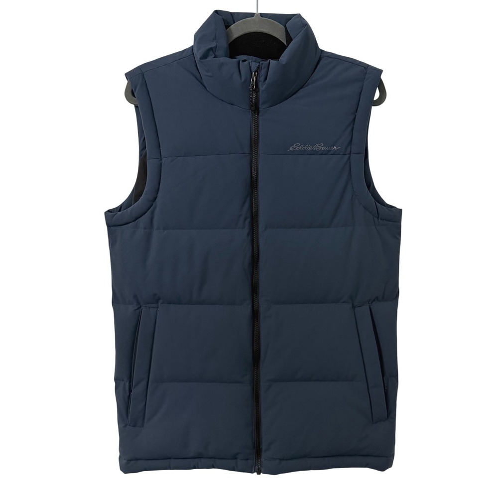Eddie Bauer EB550 Down Puffer Vest Mens S Navy Blue Full Zip Outdoor Gorpcore